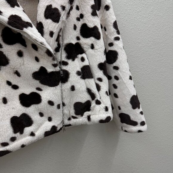 12th Tribe Cow Print Sherpa Lined Full Zip Winter Jacket Coat Womens Medium NEW - Picture 3 of 9